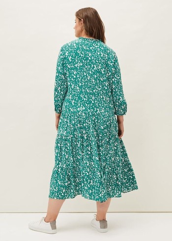 Phase Eight Penele Abstract Print Dress Green USA | 7594602-PN